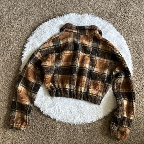 Zaful Pullover‎ Quarter Zip Crop Top Fuzzy Long Sleeve Womens Size Medium - Picture 2 of 7